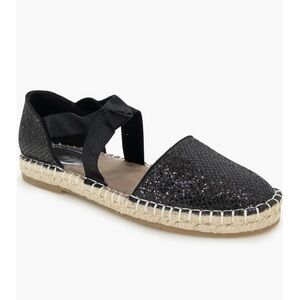 Reaction Kenneth Cole‎ ‘Luna’ Black Glitter Espadrilles Sandals Shoes Size 9
